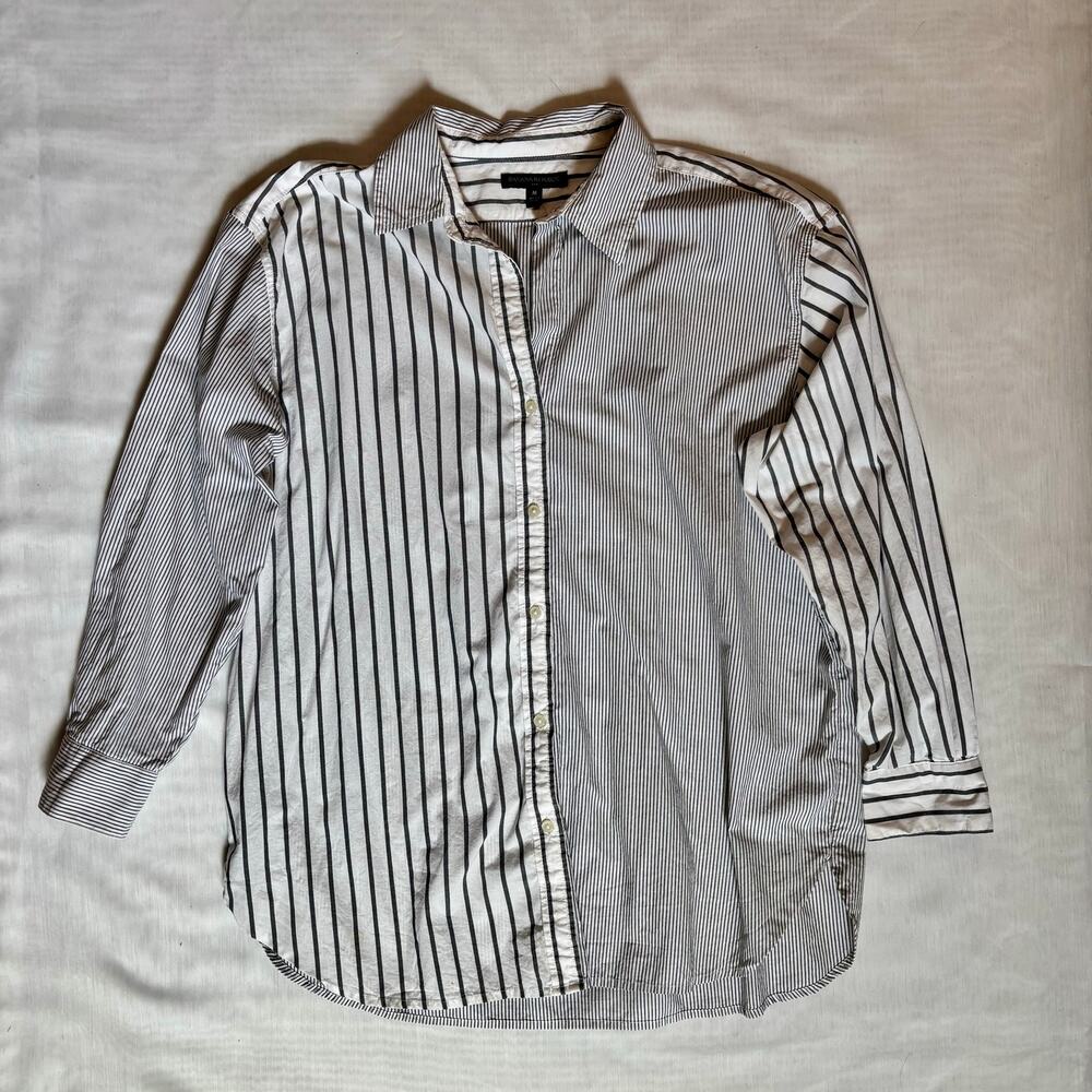 Banana Republic Oversized Cotton Striped Button Up Shirt Size Medium Pre-Loved